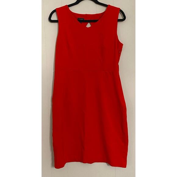 Talbots Red Sleeveless‎ Fitted Jersey Dress Size 10 Zip Side Office Siren Staple - Picture 1 of 7